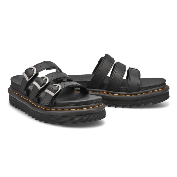 NEW Dr. Martens Blaire Slide Black 3 strap slip on  platform slides Sandals 7 - Picture 7 of 12